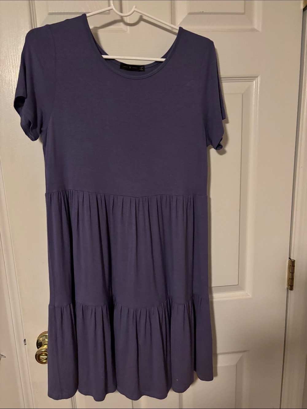 Purple Tiered Short-Sleeve Dress